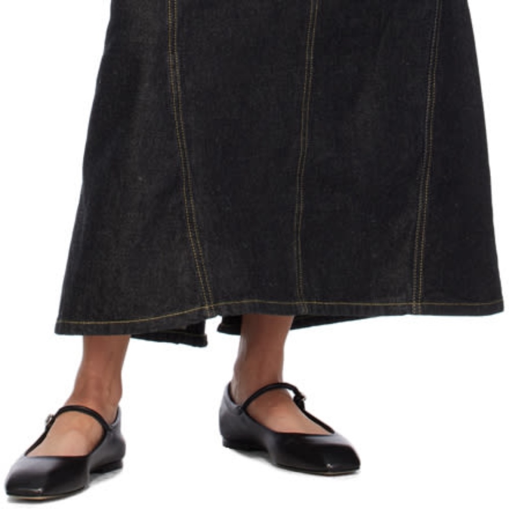 AEYDE Black Nappa Leather Uma Ballerina Flats | 7.5
